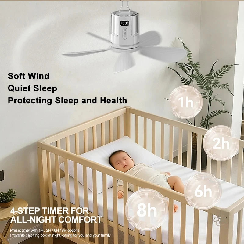 ventilateur portable blanc moderne 400mm rgb télécommande lumière ambiance camping