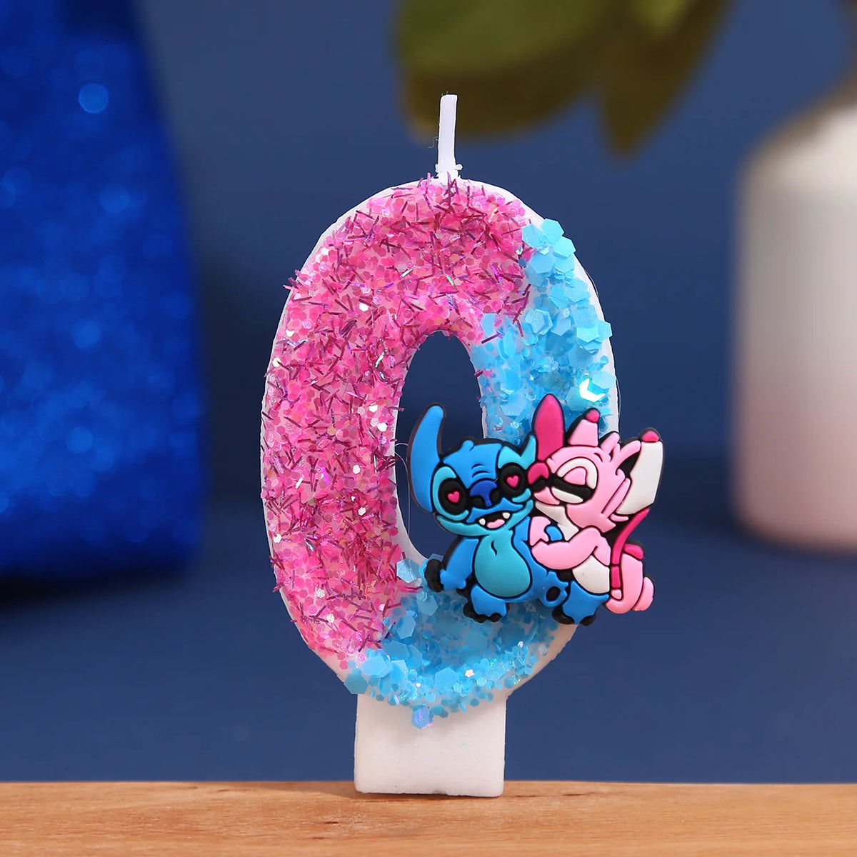 bougies numériques anniversaire glitter personnages animés rose bleu blanc decorative cartoon