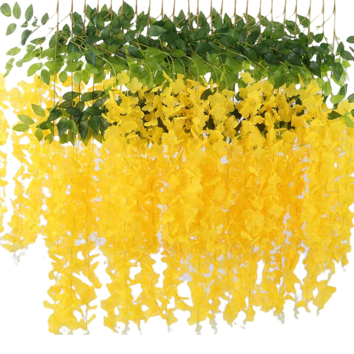 guirlande fleurs artificielles soie mariage anniversaire baby shower décoration extérieure orchidée moderne vert jaune