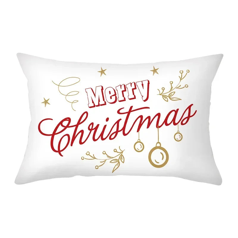 coussin Noël rouge motif rennes flocons neige décoration canapé salon fête hiver 30x50cm