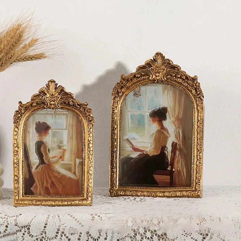 cadre photo vintage or orné femmes robe intérieur décoration mur tableauOpaque verre transparent