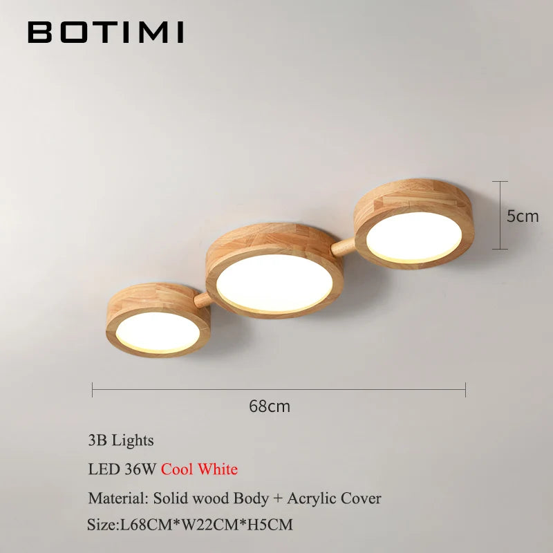 plafonnier bois massif moderne éclairage surface rond led naturel minimaliste