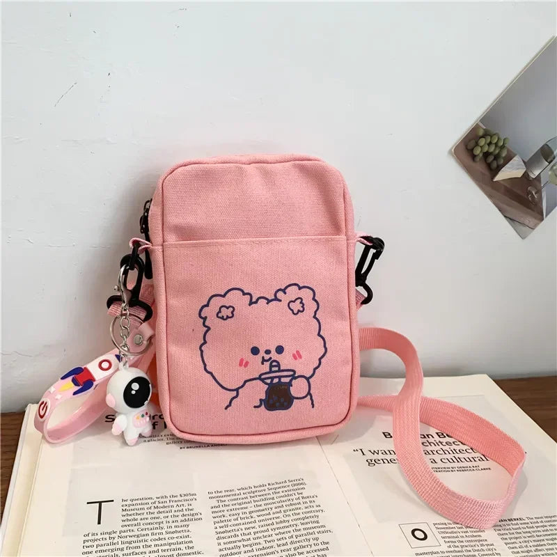 sac bandoulière femme toile imprimé chat blanc moderne décontracté polyvalent