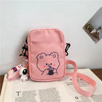 sac bandoulière femme toile imprimé chat blanc moderne décontracté polyvalent