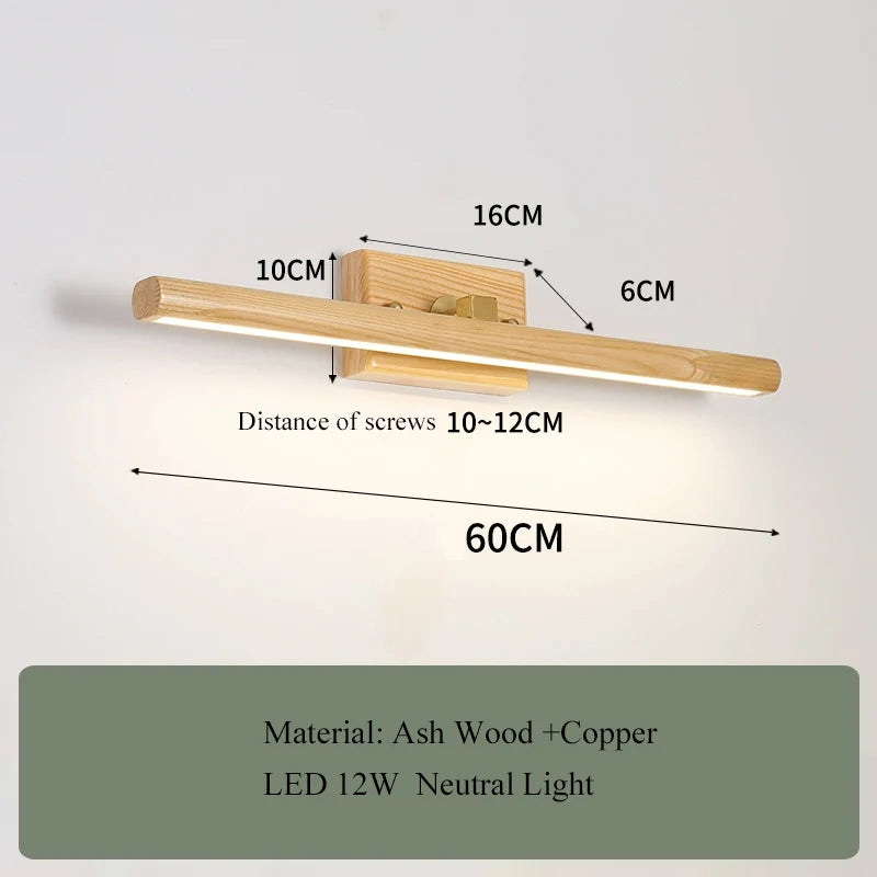 lampe murale moderne miroir bois texturé or chambre entrée minimaliste éclairage quotidien