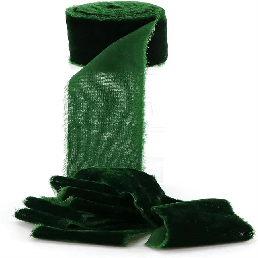 ruban velours vert foncé texture veloutée double face 4cm largeur décoration mariage emballage cadeau