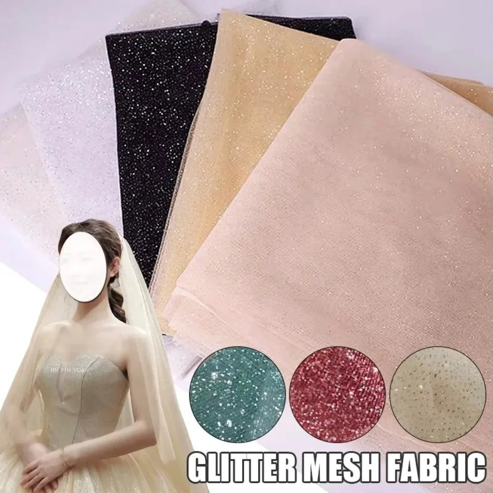tulle pailleté blanc noir beige glamour translucide decoration couture bricolage 45x150cm