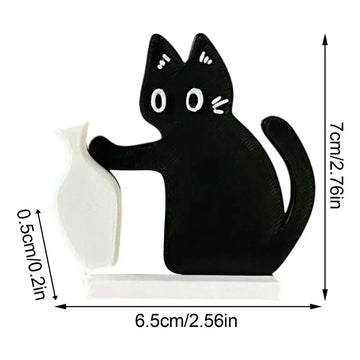 support pinceaux chat noir aimant moderne décoration intérieure animal compagnie dessin animé collection art