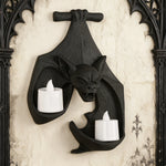 décoration murale gothique support bougie chauve souris noir texture peau