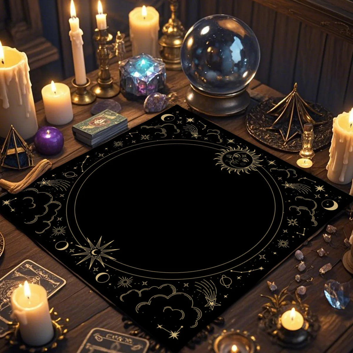 tapis astrologiques motifs magiques tarot divination esoterique decoratif quartz amethyste