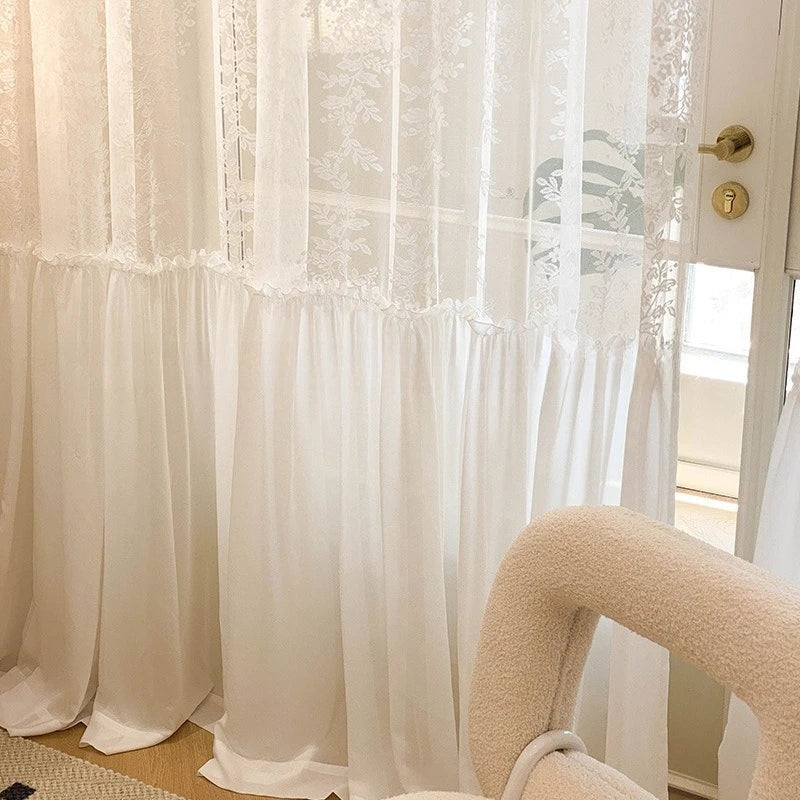 rideau dentelle blanc transparent classique salon chambre salon maison luxe