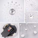 horloge murale moderne brillantes radiaire argenté aiguille métal