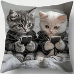 taies d'oreiller imprimées polyester chatons mignons coussins décoratifs zippés maison 45x45cm 50x50cm chambre lit