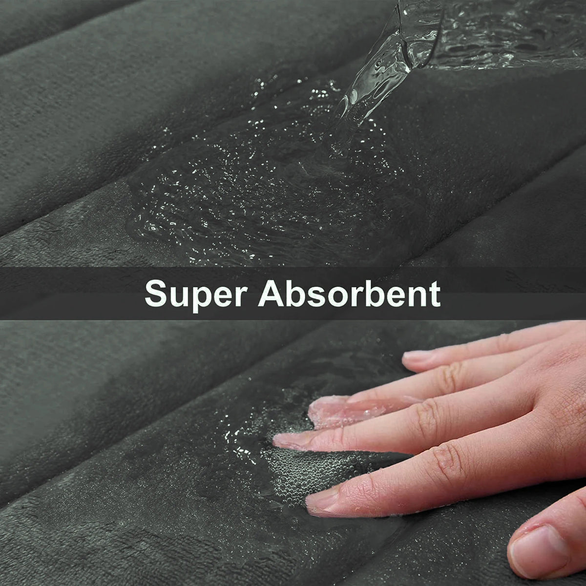 tapis toilette salle bain gris foncé rayures horizontales antidérapant mousse mémoire forme moderne confortable