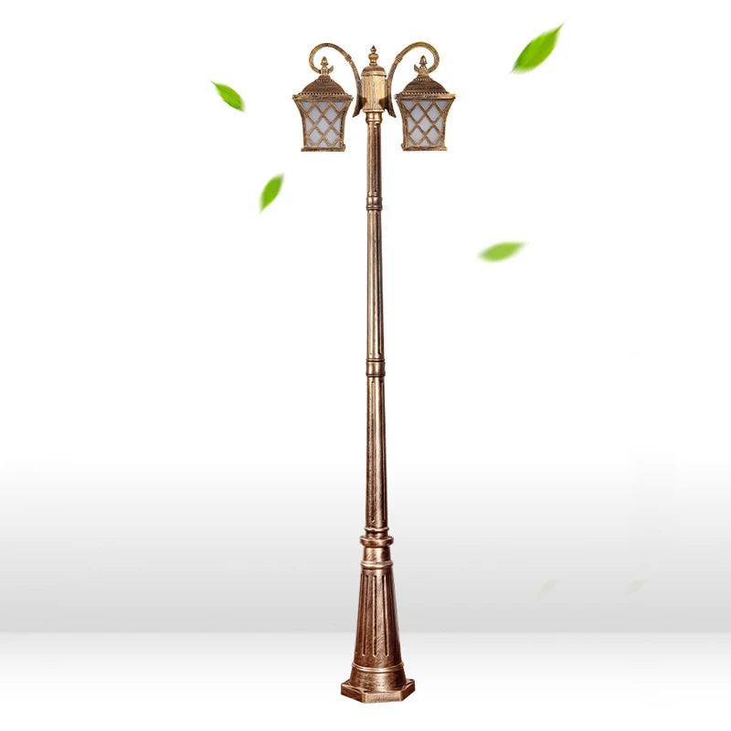 lampadaire classique or noir deux têtes éclairage extérieur ip55 led
