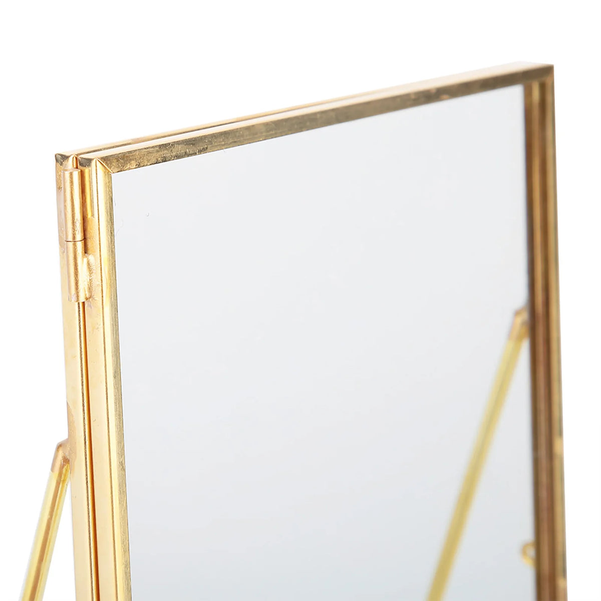 cadre photo or minimaliste verre transparent geometrique ouverture deux parties pieds