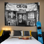 tapisserie vintage rock noir blanc bleu illustration salon chambre décoration mur fond opacité