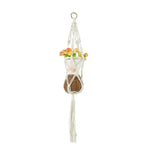 Support plante suspendue macramé blanc artisanal pot transparent