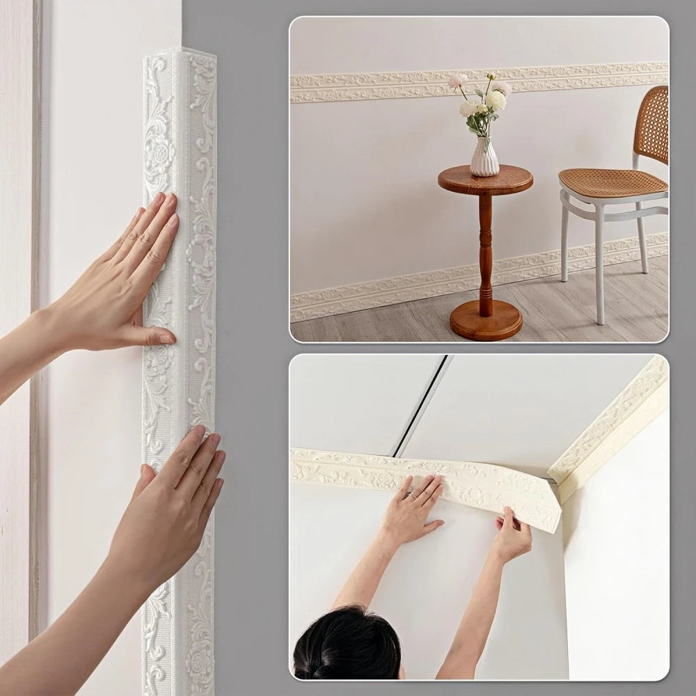 ruban decoratif autoadhesif 3d floral blanc classique 2.3m 12cm autoadhesif instructions