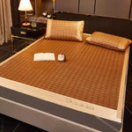 tapis sol polyester coton bambou géométrique beige clair traditionnel pliable lit dormir étudiant opaque