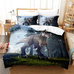 Détail impression dinosaure Jurassic Park sur housse de couette