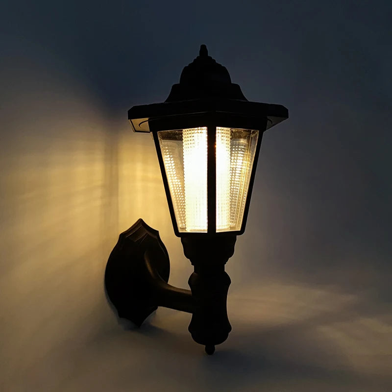lampe murale solaire led noir verre transparent classique ip65 résistant l'eau éclairage extérieurextérieur