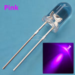 diodes led bleu vert rouge blanc chaud jaune rose violet orange 20000h 5mm round