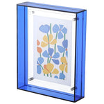 cadre photo moderne acrylique transparent floral bleu orange vert rose clips mural