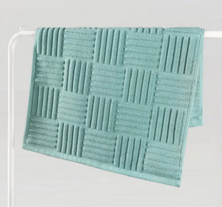 tapis coton absorbant bleu gris moderne bain salle bains noël rayures vertical 50x80cm