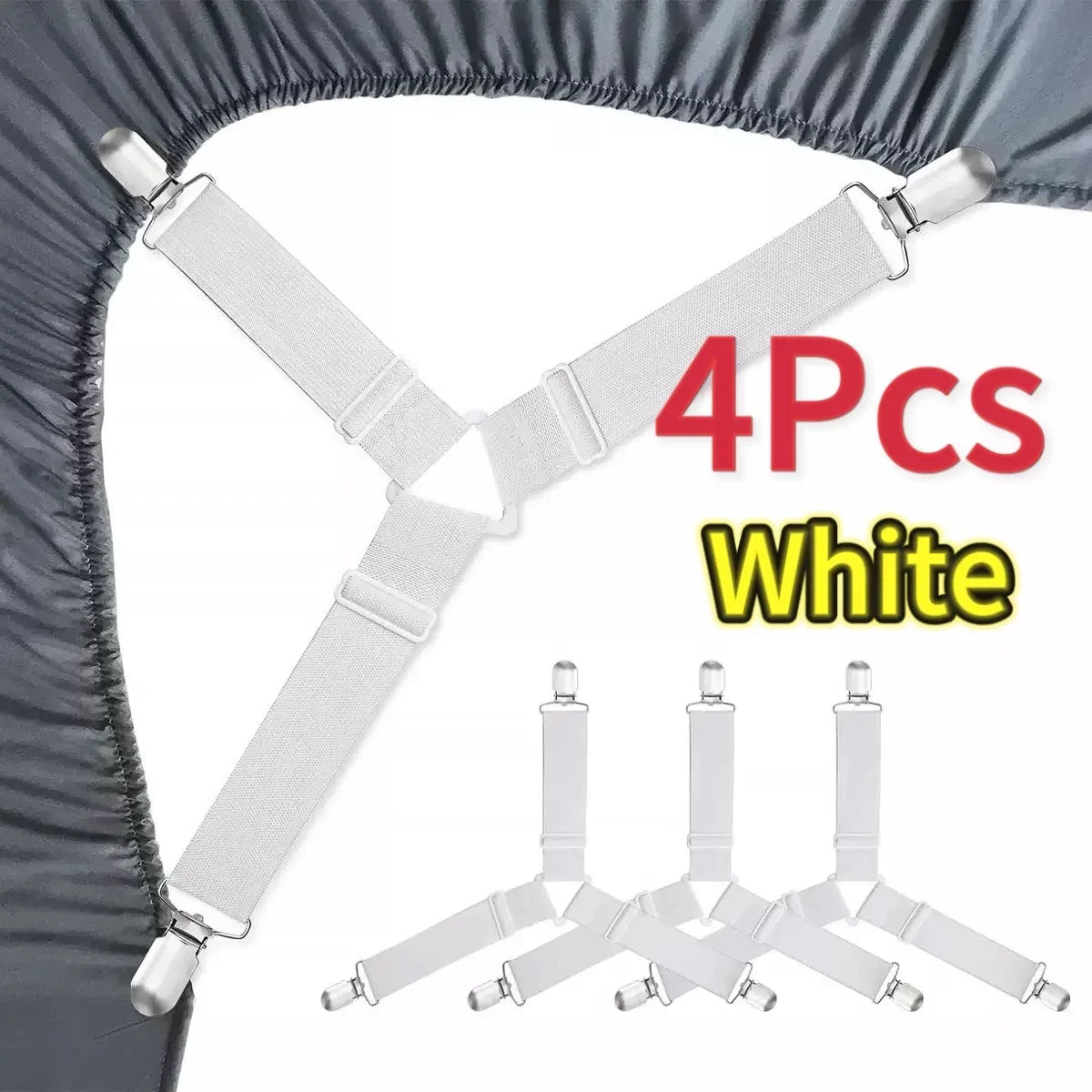 attaches élastiques pinces métalliques draps housses couettes réglables blanc noir lit berceau canapé