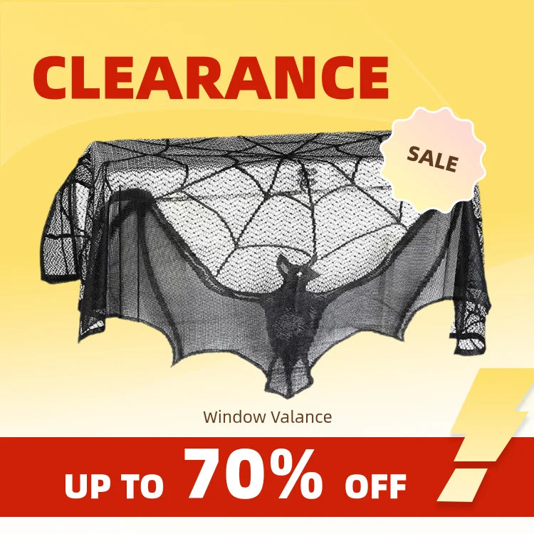 rideau fenêtre halloween noir toile d'araignée chauve souris polyester opaque 95x57cm decoration fenetre cuisine