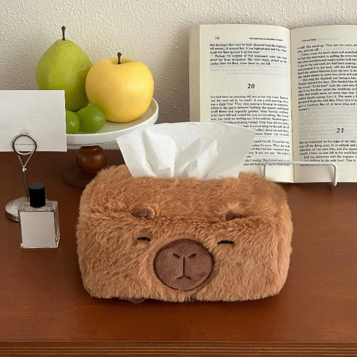 boîte mouchoirs peluche marron clair animalier décorative facile utiliser maison cuisine