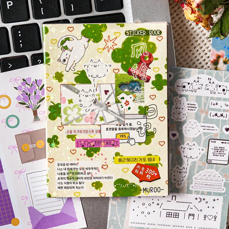 stickers kawaii japonais chats cerisiers ramen papeterie scrapbooking diy mignon vert bleu