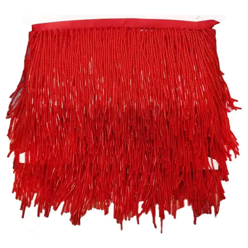 ruban franges strass adhésif moderne vert rouge argent rayures 14cm polyester
