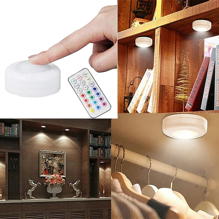 lumière led ronde télécommande 13 couleurs moderne adhésif blanc rouge verte bleue fixations incluses