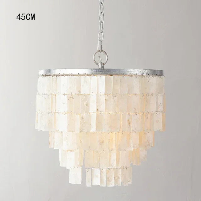 lustre pendentif coquillage vintage blanc doré salon chambre restaurant