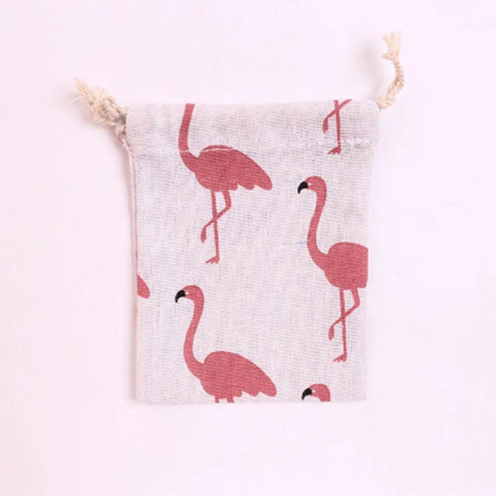 sac rangement coton rose flammes fraises vintage doux portefeuille voyage
