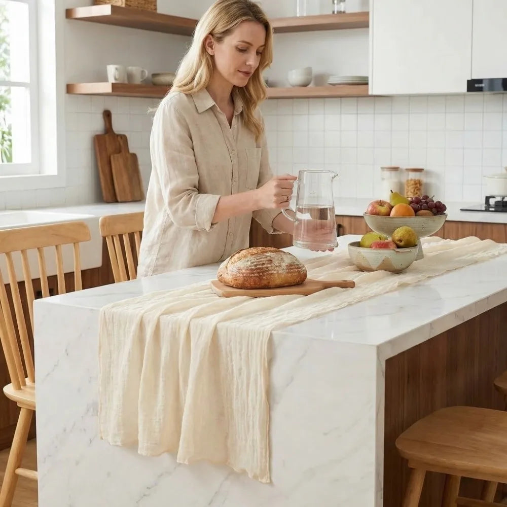 table cuisine chemin table beige rose classique opaque polyester 80x300 cm farmhouse