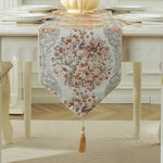 chemin table floral ornements tissu décoratif couleurs variées classique table manger