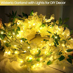 guirlande glycine lumineuse fleurs artificielles blanc vert décorative romantiqueintérieur decoration 36ft 90fleurs