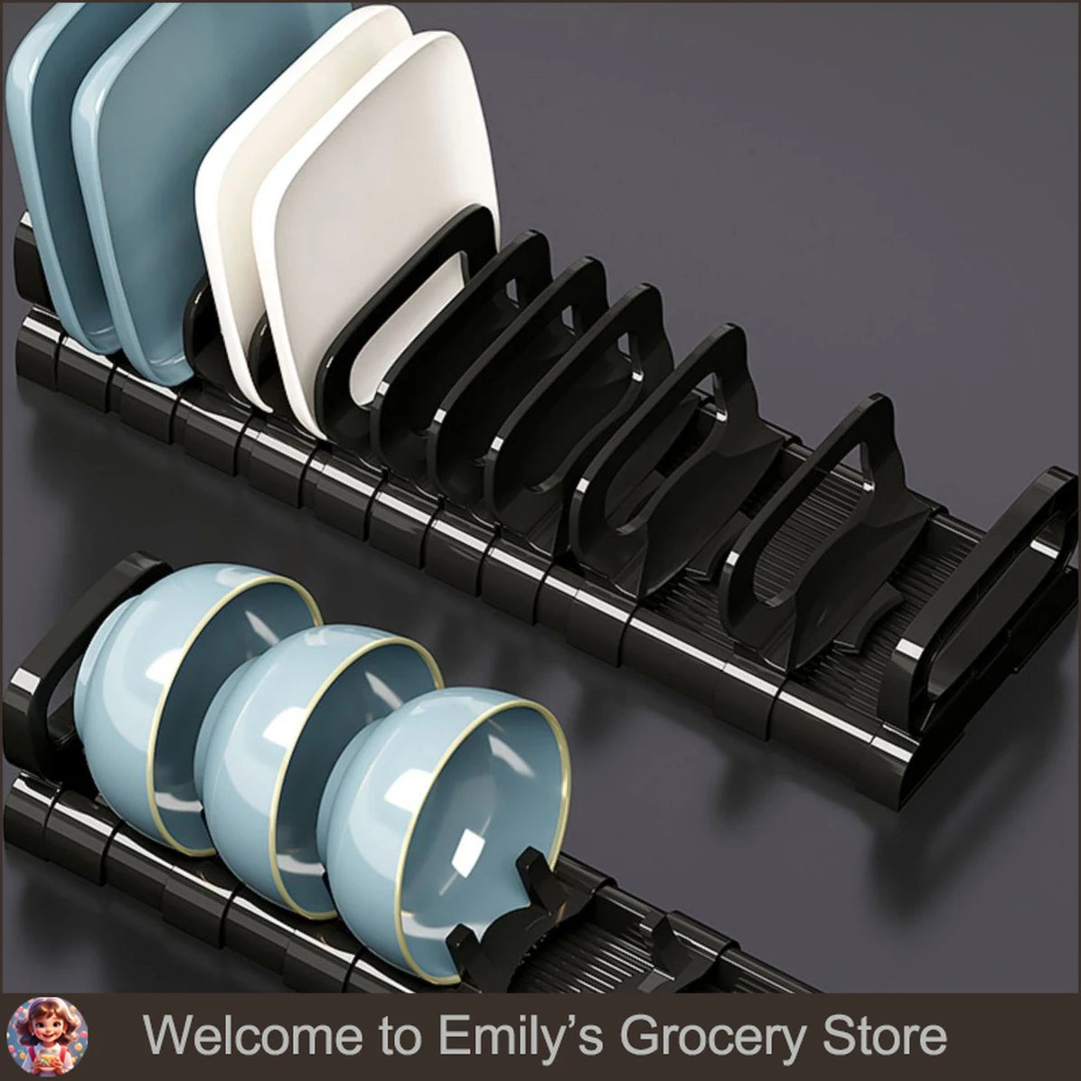 rack vaisselle noir moderne clips taille réglable pp cuisine étagère bols assiettes