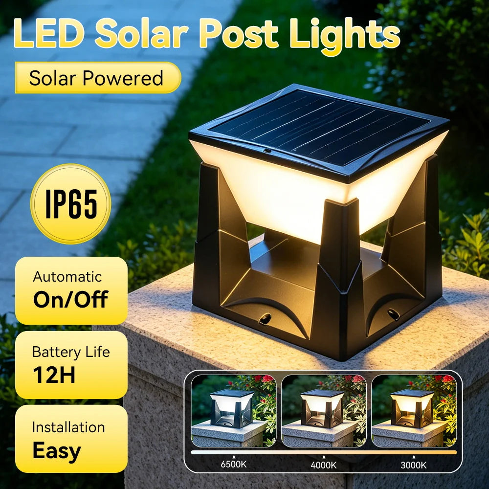 lampe solaire extérieure ip65 étanche led noir blanc moderne jardin patio