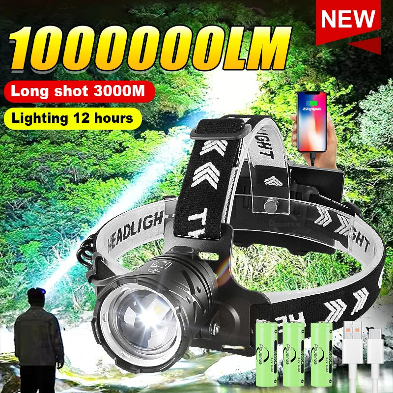 lampe frontale noire rechargeable led ceinture ajustable batterie usb modernisée fonctionnelle