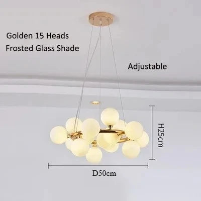 lustre suspendu moderne boules verre translucide luminaire salon chambre salle manger doré