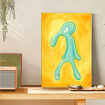 toile d'art moderne abstraite calmar dessin animé verte jaune impression sans cadre chambre salon