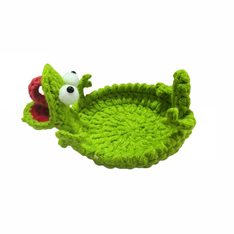 sous verres crochetés forme animale couleur beige vert bleu texturés humoristiques