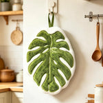 serviettes cuisine absorbantes vert feuille imprimée texturées maison adultes