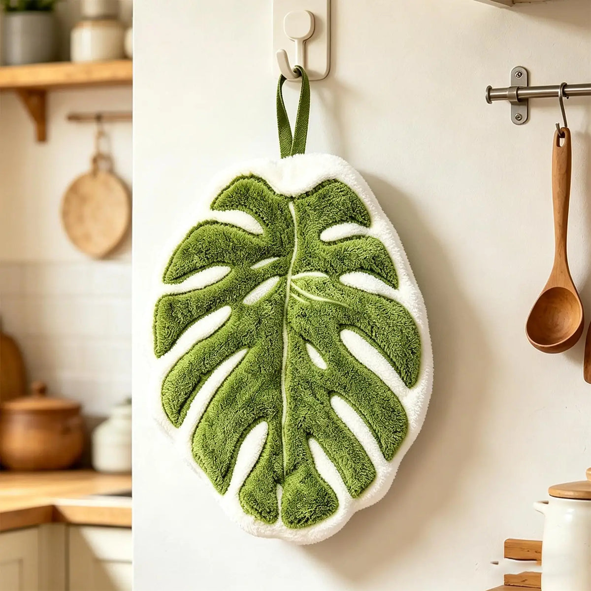 serviettes cuisine absorbantes vert feuille imprimée texturées maison adultes