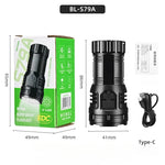 lampe torche noire led rechargeable 9led cob lumiere forte aimantée modernisée robuste