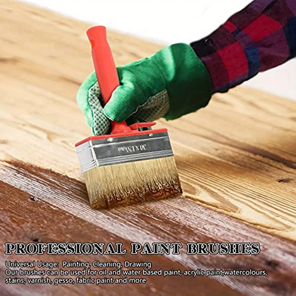 pinceau peinture rouge moderne poils naturels manche pvc clips latéraux décoration mur porte sol